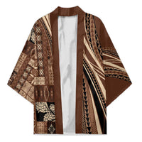 Pasifika Women's Day - Samoa Siapo Malu Tattoo Inspired Kimono Brown LT7 Unisex Brown - Polynesian Pride
