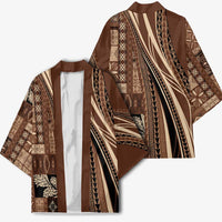 Pasifika Women's Day - Samoa Siapo Malu Tattoo Inspired Kimono Brown LT7 - Polynesian Pride