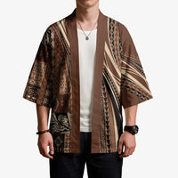 Pasifika Women's Day - Samoa Siapo Malu Tattoo Inspired Kimono Brown LT7 - Polynesian Pride