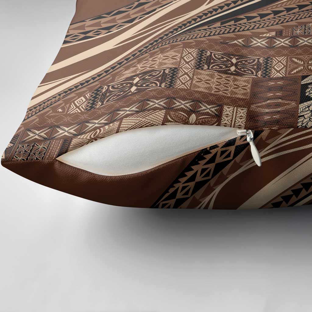 Pasifika Women's Day - Samoa Siapo Malu Tattoo Inspired Pillow Cover Brown LT7 - Polynesian Pride