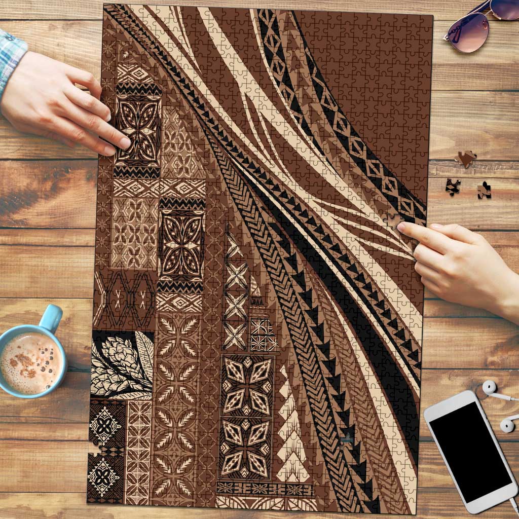Pasifika Women's Day - Samoa Siapo Malu Tattoo Inspired Puzzle Brown LT7 Brown - Polynesian Pride
