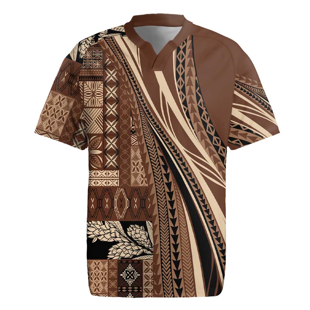 Pasifika Women's Day - Samoa Siapo Malu Tattoo Inspired Rugby Jersey Brown LT7 Brown - Polynesian Pride