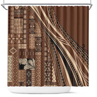 Pasifika Women's Day - Samoa Siapo Malu Tattoo Inspired Shower Curtain Brown LT7 Brown - Polynesian Pride