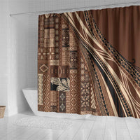 Pasifika Women's Day - Samoa Siapo Malu Tattoo Inspired Shower Curtain Brown LT7 - Polynesian Pride