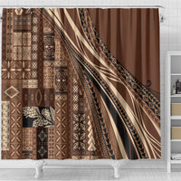 Pasifika Women's Day - Samoa Siapo Malu Tattoo Inspired Shower Curtain Brown LT7 - Polynesian Pride