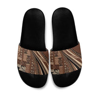Pasifika Women's Day - Samoa Siapo Malu Tattoo Inspired Slide Sandals Brown LT7 Brown - Polynesian Pride