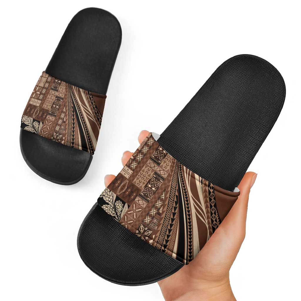 Pasifika Women's Day - Samoa Siapo Malu Tattoo Inspired Slide Sandals Brown LT7 - Polynesian Pride