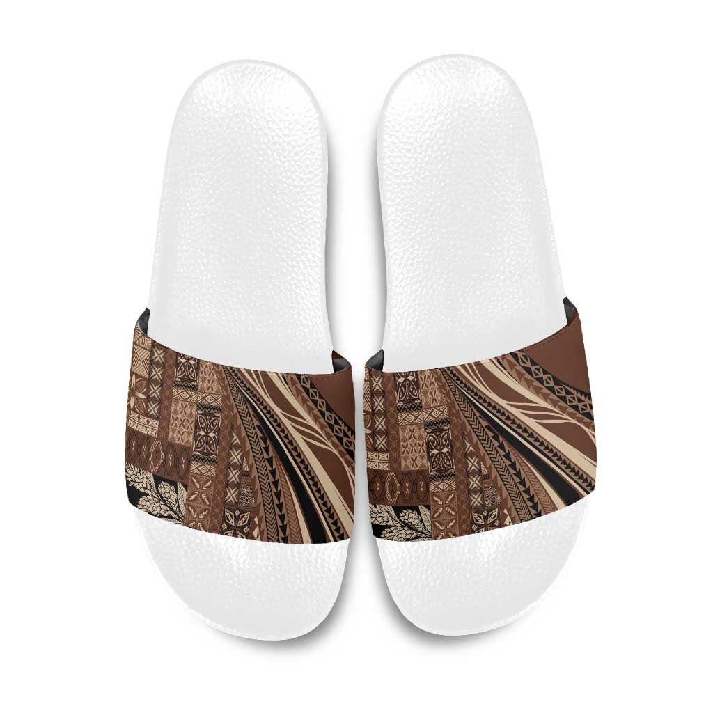 Pasifika Women's Day - Samoa Siapo Malu Tattoo Inspired Slide Sandals Brown LT7 Brown - Polynesian Pride