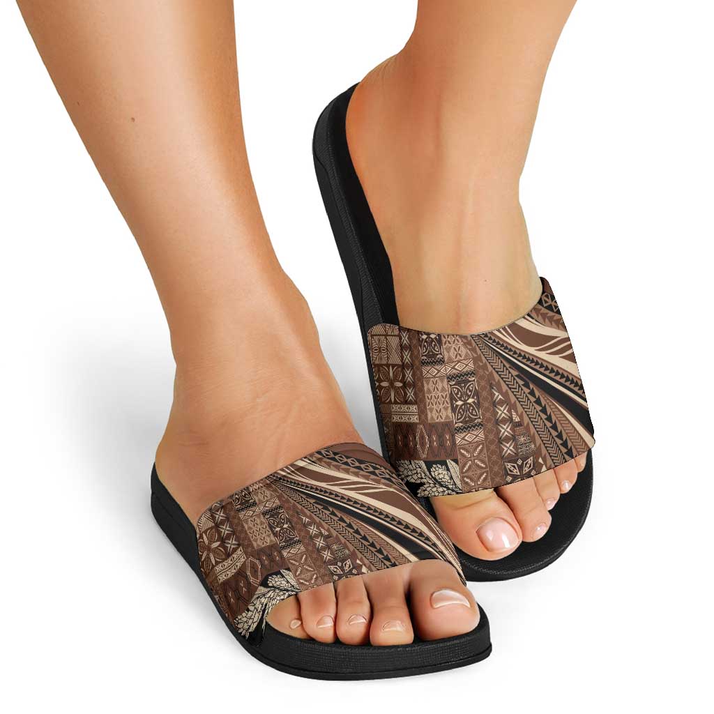 Pasifika Women's Day - Samoa Siapo Malu Tattoo Inspired Slide Sandals Brown LT7 - Polynesian Pride