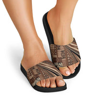 Pasifika Women's Day - Samoa Siapo Malu Tattoo Inspired Slide Sandals Brown LT7 - Polynesian Pride