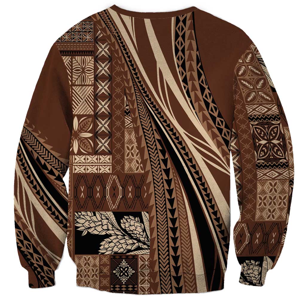 Pasifika Women's Day - Samoa Siapo Malu Tattoo Inspired Sweatshirt Brown LT7 - Polynesian Pride