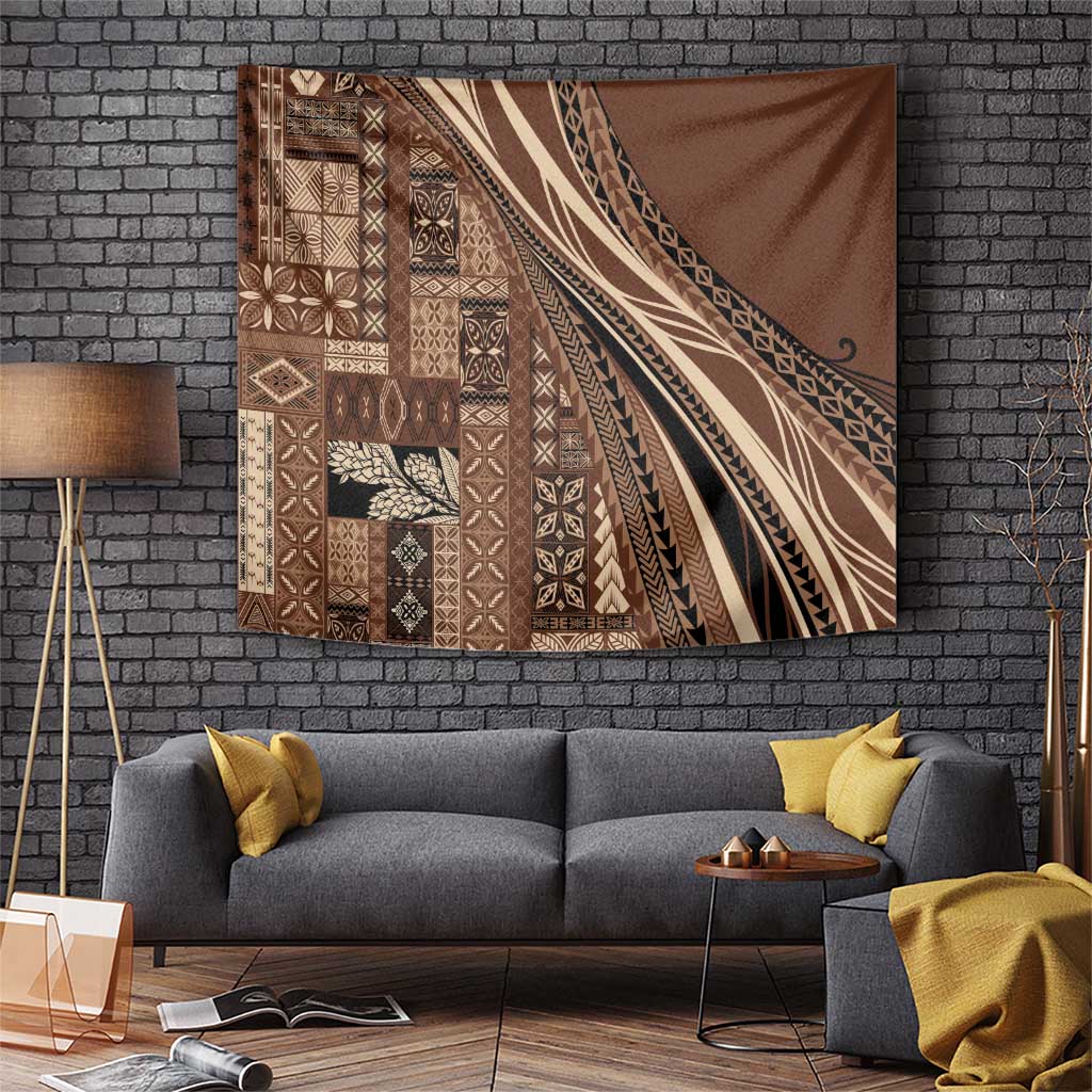 Pasifika Women's Day - Samoa Siapo Malu Tattoo Inspired Tapestry Brown LT7 Brown - Polynesian Pride