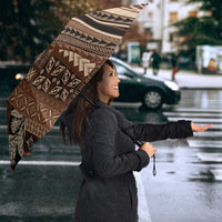 Pasifika Women's Day - Samoa Siapo Malu Tattoo Inspired Umbrella Brown LT7 - Polynesian Pride
