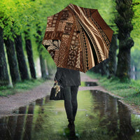Pasifika Women's Day - Samoa Siapo Malu Tattoo Inspired Umbrella Brown LT7 - Polynesian Pride