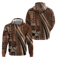 Pasifika Women's Day - Samoa Siapo Malu Tattoo Inspired Zip Hoodie Brown LT7 - Polynesian Pride