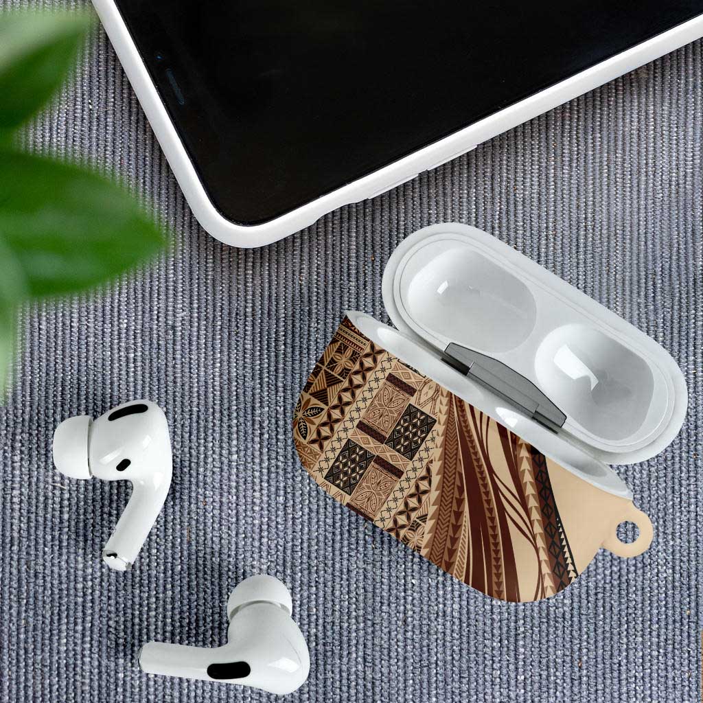 Pasifika Women's Day - Samoa Siapo Malu Tattoo Inspired AirPods Case Beige LT7 - Polynesian Pride