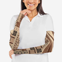 Pasifika Women's Day - Samoa Siapo Malu Tattoo Inspired Arm Sleeves Beige LT7 - Polynesian Pride