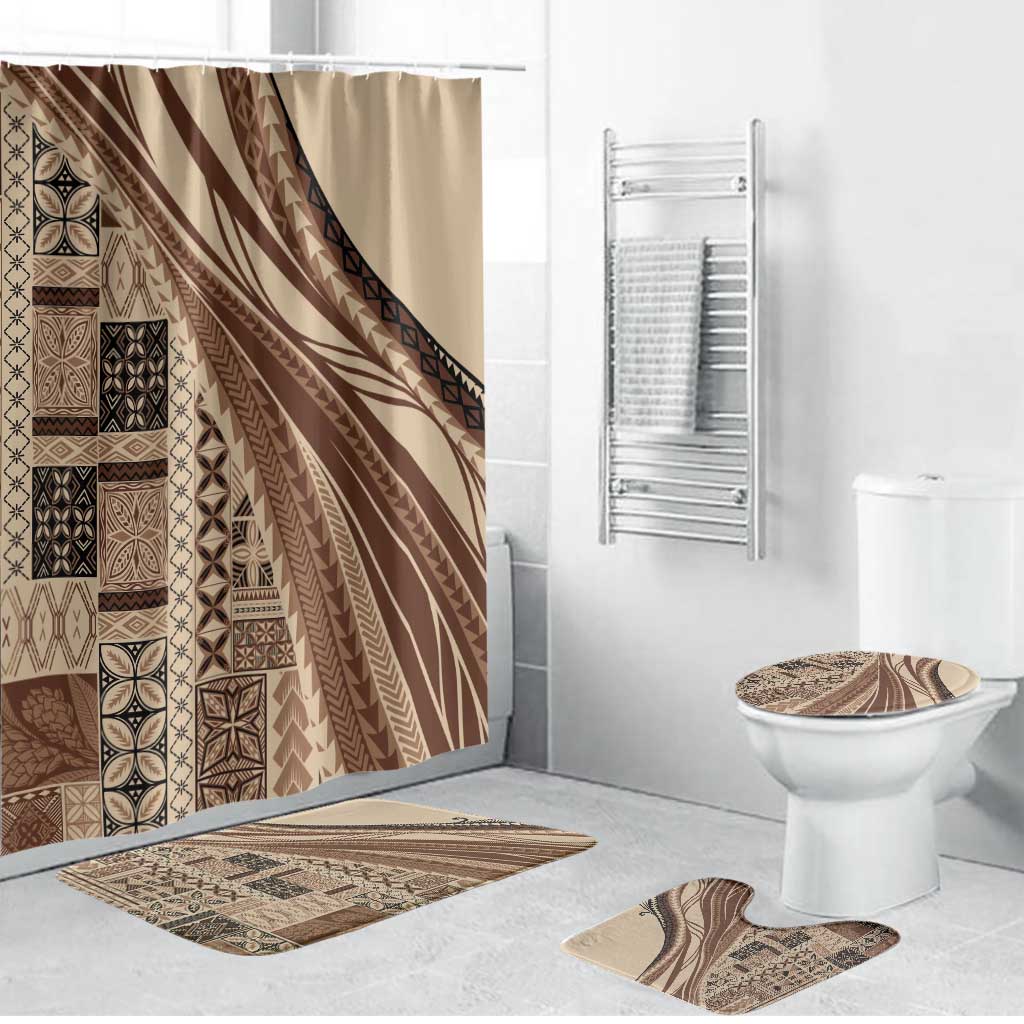 Pasifika Women's Day - Samoa Siapo Malu Tattoo Inspired Bathroom Set Beige LT7 Bathroom Set (4 pcs) Beige - Polynesian Pride