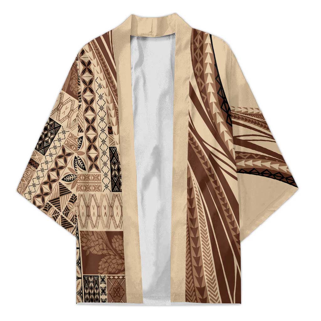 Pasifika Women's Day - Samoa Siapo Malu Tattoo Inspired Kimono Beige LT7 Unisex Beige - Polynesian Pride