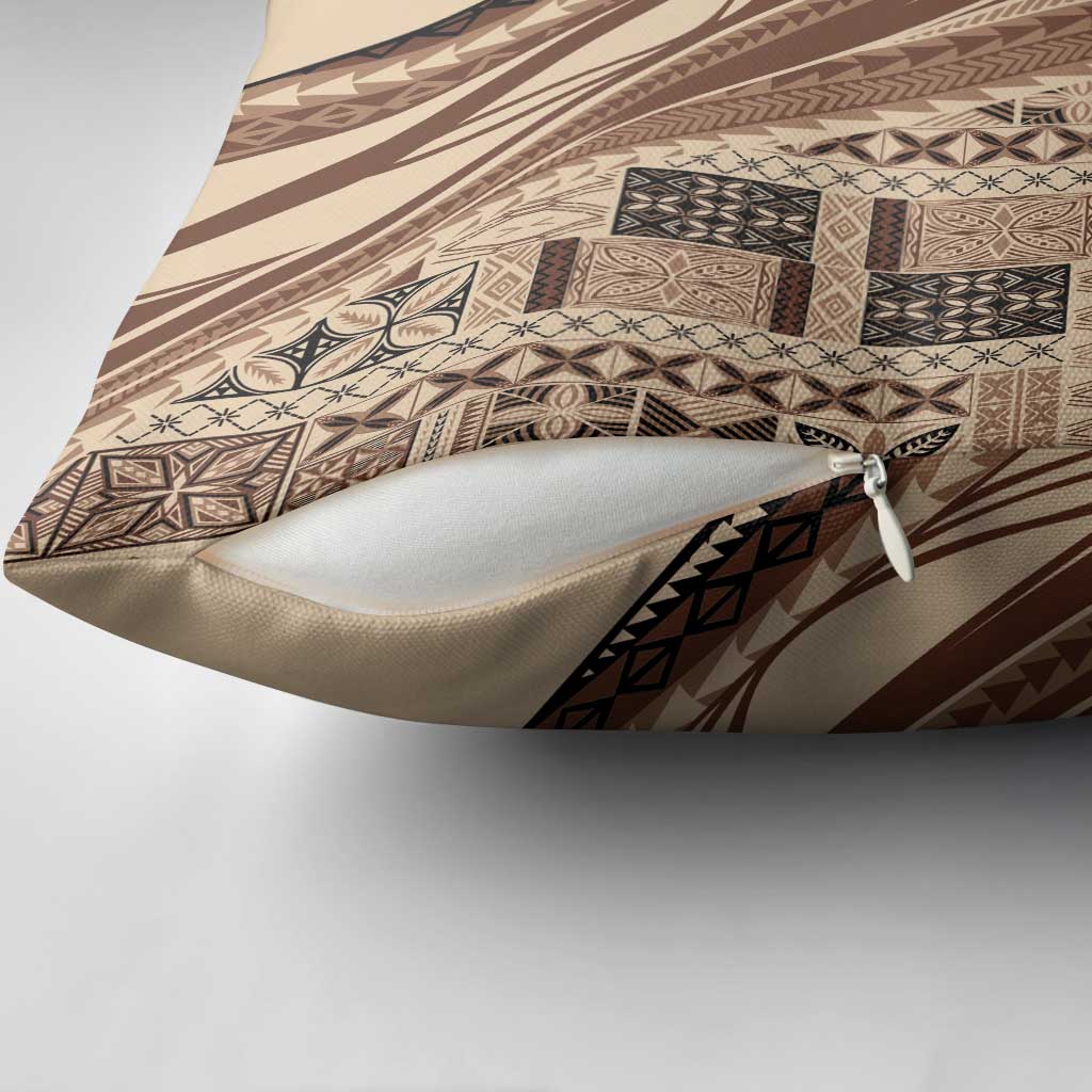 Pasifika Women's Day - Samoa Siapo Malu Tattoo Inspired Pillow Cover Beige LT7 - Polynesian Pride
