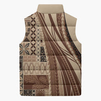 Pasifika Women's Day - Samoa Siapo Malu Tattoo Inspired Sleeveless Puffer Jacket Beige LT7 - Polynesian Pride