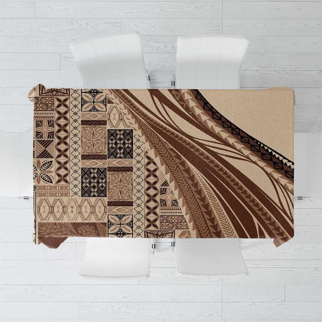 Pasifika Women's Day - Samoa Siapo Malu Tattoo Inspired Tablecloth Beige LT7 Beige - Polynesian Pride