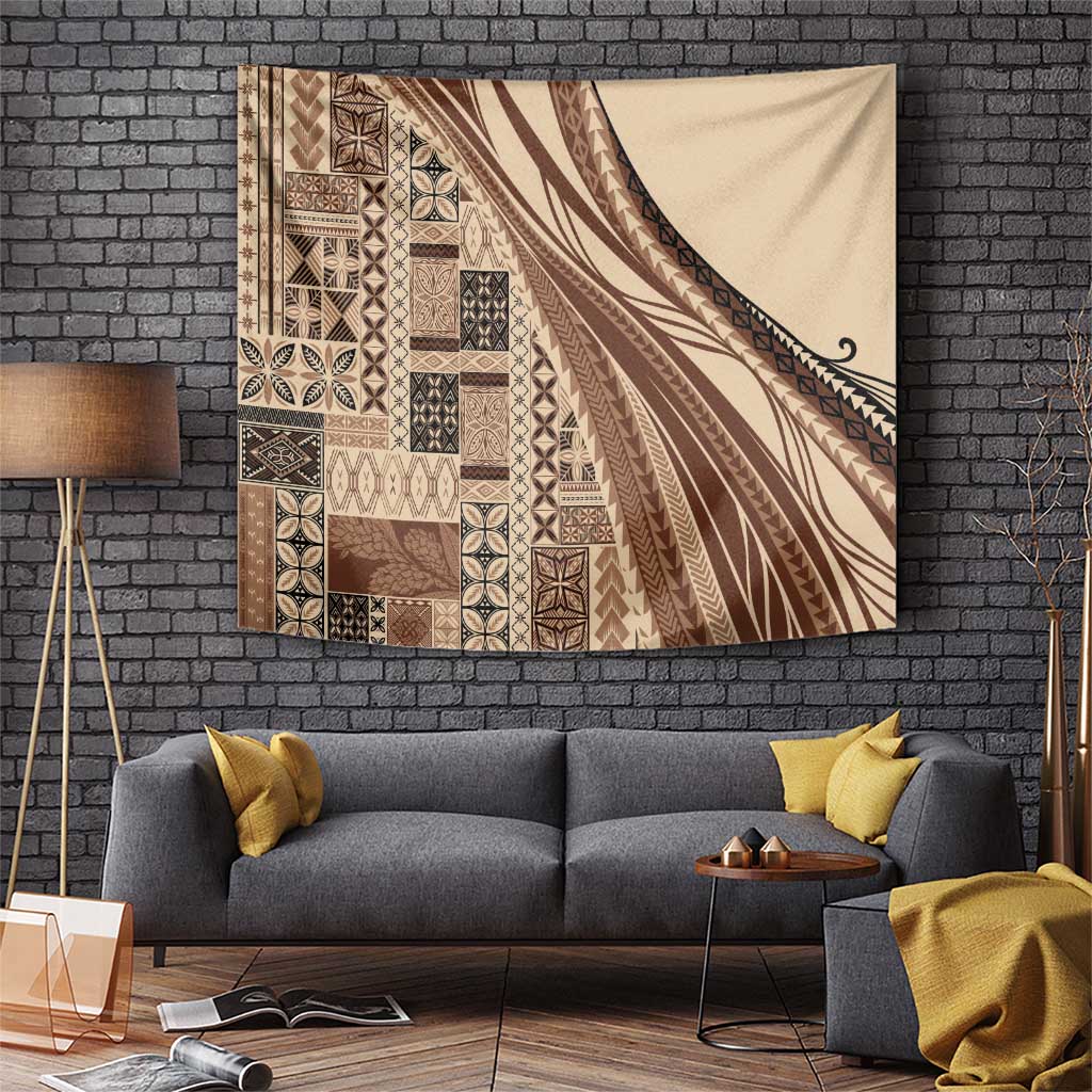 Pasifika Women's Day - Samoa Siapo Malu Tattoo Inspired Tapestry Beige LT7 Beige - Polynesian Pride