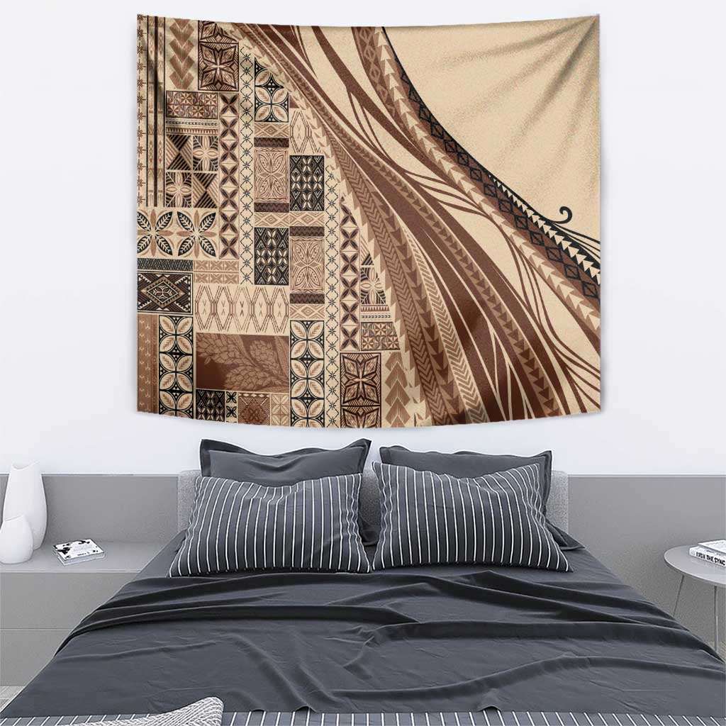 Pasifika Women's Day - Samoa Siapo Malu Tattoo Inspired Tapestry Beige LT7 - Polynesian Pride