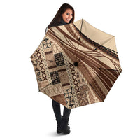 Pasifika Women's Day - Samoa Siapo Malu Tattoo Inspired Umbrella Beige LT7 - Polynesian Pride