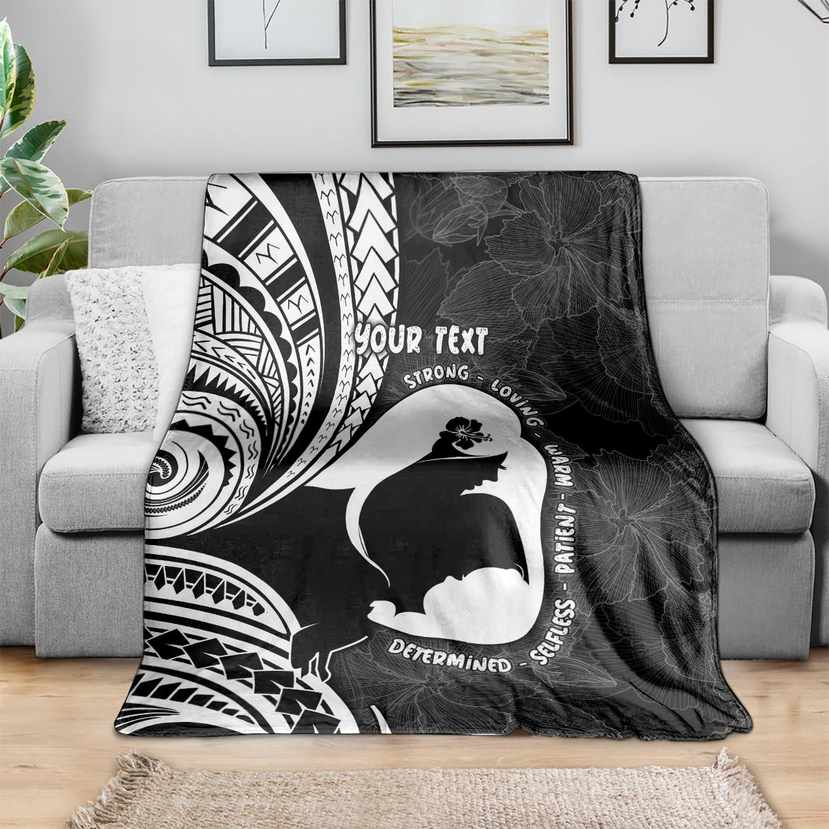 Mother's Day Blanket Polynesia Vintage Hibiscus - Black LT7 - Polynesian Pride