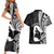 Mother's Day Couples Matching Short Sleeve Bodycon Dress and Hawaiian Shirt Polynesia Vintage Hibiscus - Black