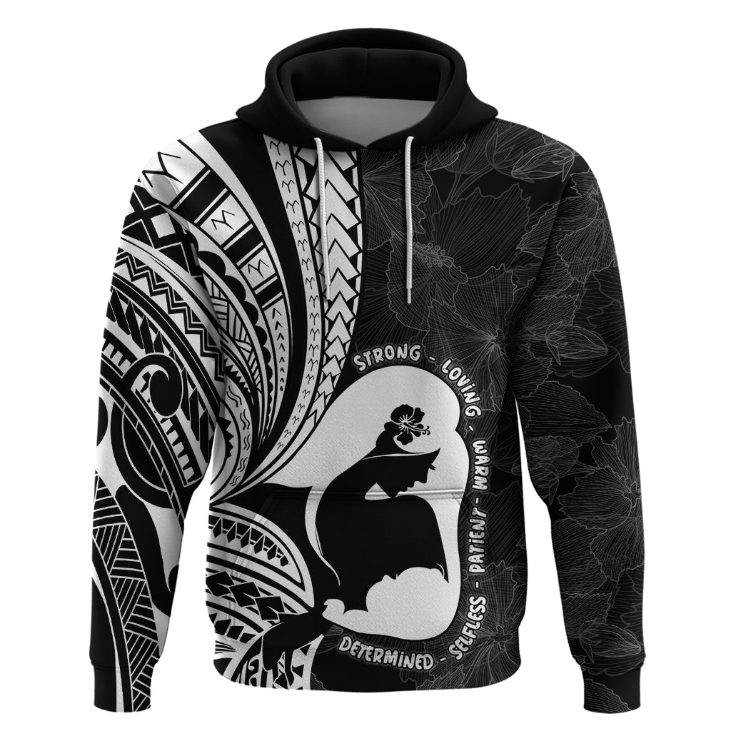 Mother's Day Hoodie Polynesia Vintage Hibiscus - Black LT7 Pullover Hoodie Black - Polynesian Pride