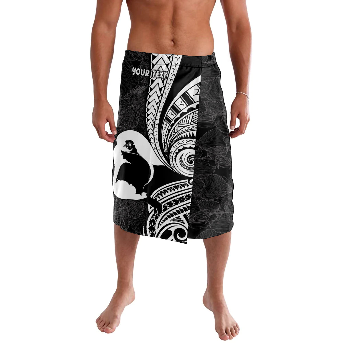 Mother's Day Lavalava Polynesia Vintage Hibiscus - Black