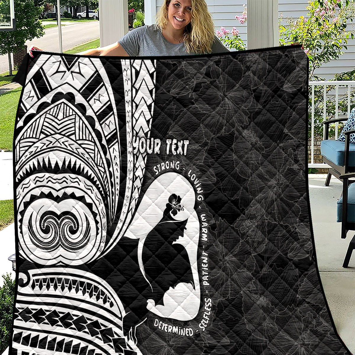 Mother's Day Quilt Polynesia Vintage Hibiscus - Black LT7 Black - Polynesian Pride