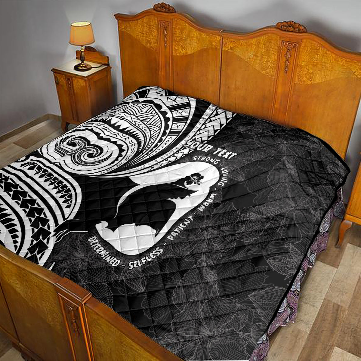 Mother's Day Quilt Polynesia Vintage Hibiscus - Black LT7 - Polynesian Pride