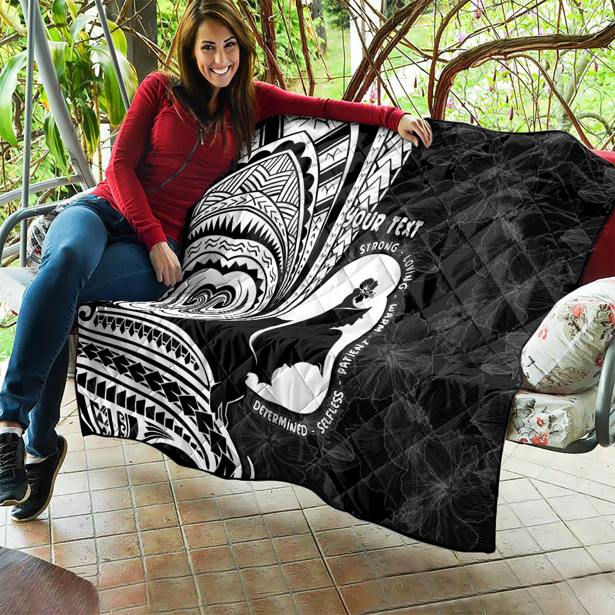 Mother's Day Quilt Polynesia Vintage Hibiscus - Black LT7 - Polynesian Pride