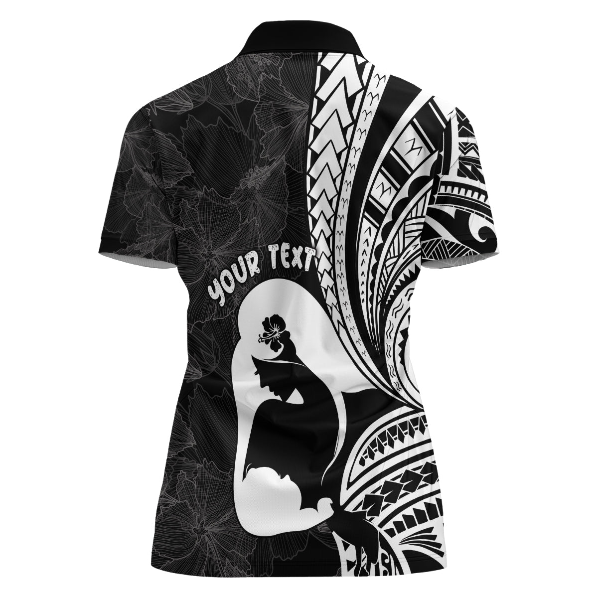 Mother's Day Women Polo Shirt Polynesia Vintage Hibiscus - Black LT7 - Polynesian Pride