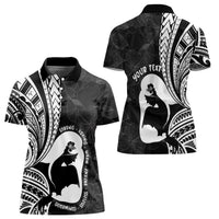 Mother's Day Women Polo Shirt Polynesia Vintage Hibiscus - Black LT7 - Polynesian Pride