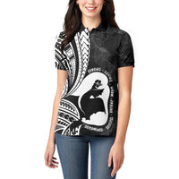 Mother's Day Women Polo Shirt Polynesia Vintage Hibiscus - Black LT7 - Polynesian Pride