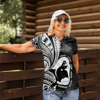 Mother's Day Women Polo Shirt Polynesia Vintage Hibiscus - Black LT7 - Polynesian Pride