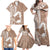 Mother's Day Family Matching Off Shoulder Maxi Dress and Hawaiian Shirt Polynesia Vintage Hibiscus - Brown