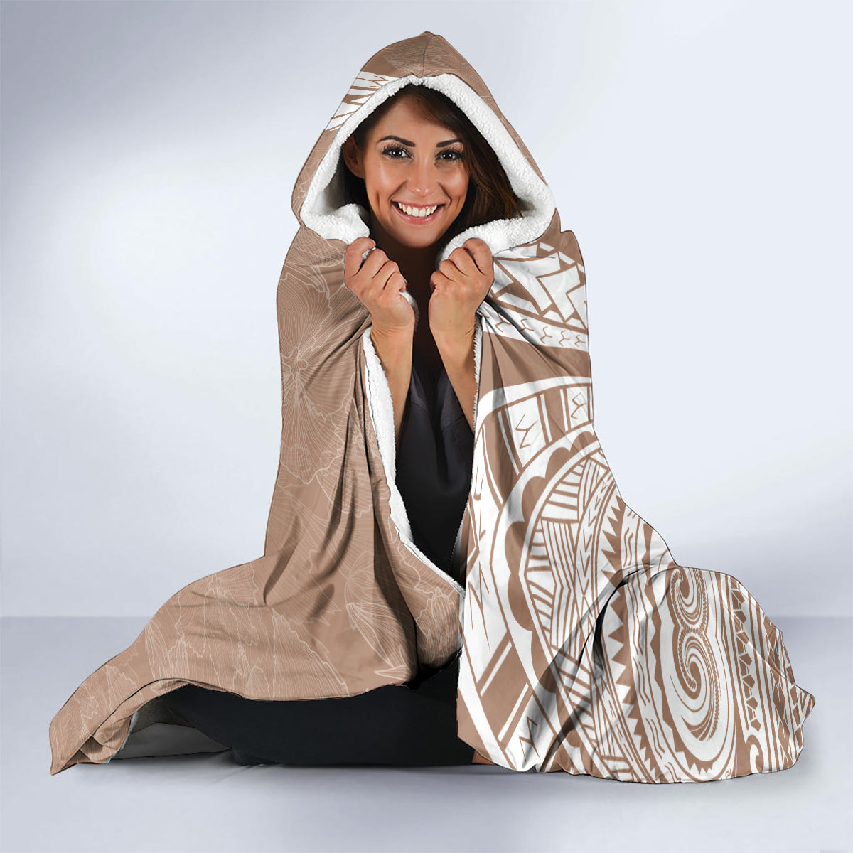 Mother's Day Hooded Blanket Polynesia Vintage Hibiscus - Brown LT7 - Polynesian Pride
