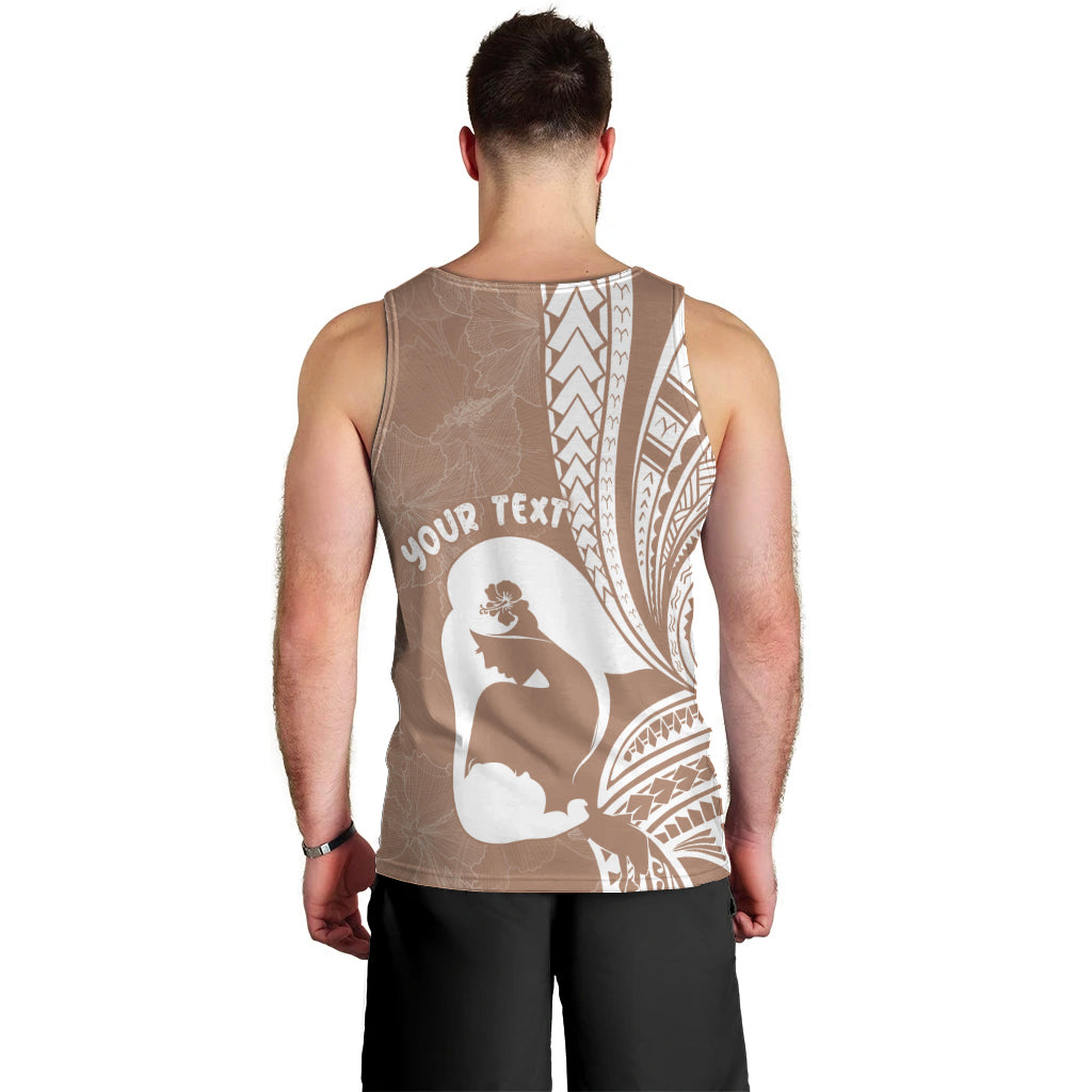 Mother's Day Men Tank Top Polynesia Vintage Hibiscus - Brown LT7 - Polynesian Pride