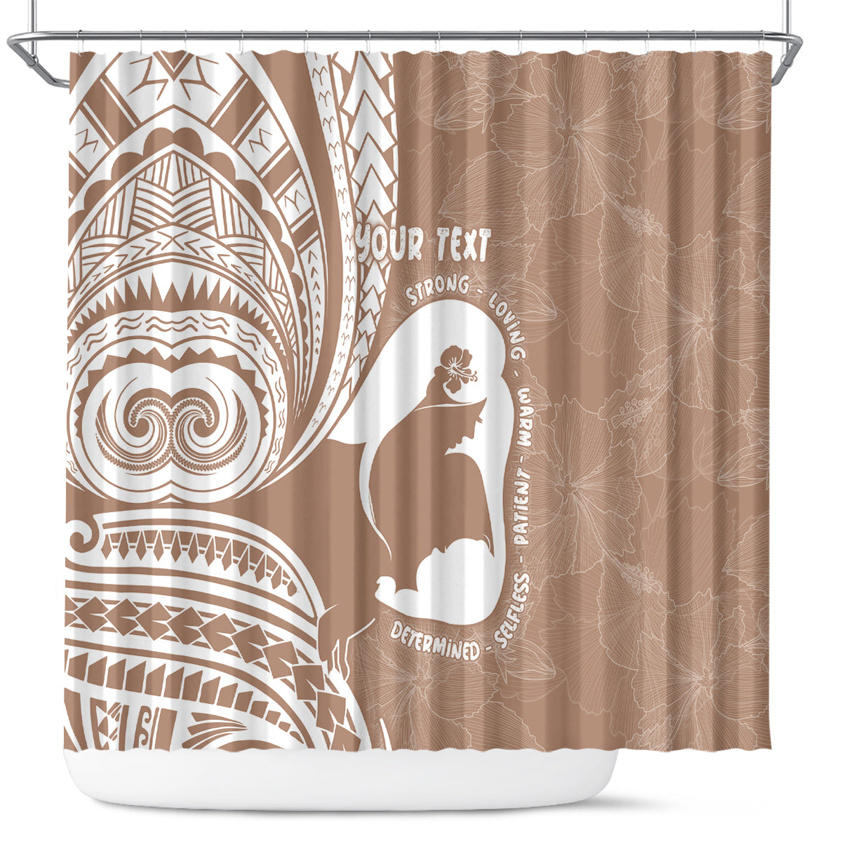 Mother's Day Shower Curtain Polynesia Vintage Hibiscus - Brown LT7 Brown - Polynesian Pride