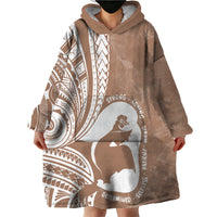 Mother's Day Wearable Blanket Hoodie Polynesia Vintage Hibiscus - Brown LT7 - Polynesian Pride