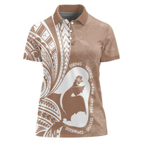 Mother's Day Women Polo Shirt Polynesia Vintage Hibiscus - Brown LT7 Female Brown - Polynesian Pride