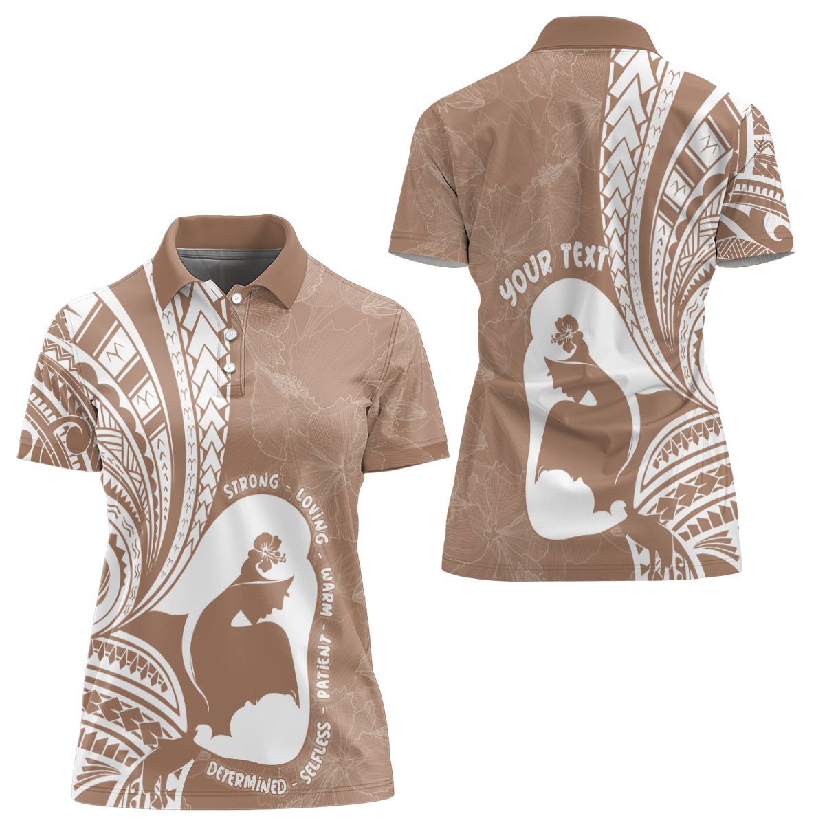 Mother's Day Women Polo Shirt Polynesia Vintage Hibiscus - Brown LT7 - Polynesian Pride