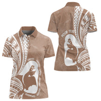 Mother's Day Women Polo Shirt Polynesia Vintage Hibiscus - Brown LT7 - Polynesian Pride