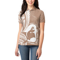 Mother's Day Women Polo Shirt Polynesia Vintage Hibiscus - Brown LT7 - Polynesian Pride
