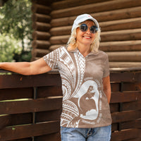 Mother's Day Women Polo Shirt Polynesia Vintage Hibiscus - Brown LT7 - Polynesian Pride